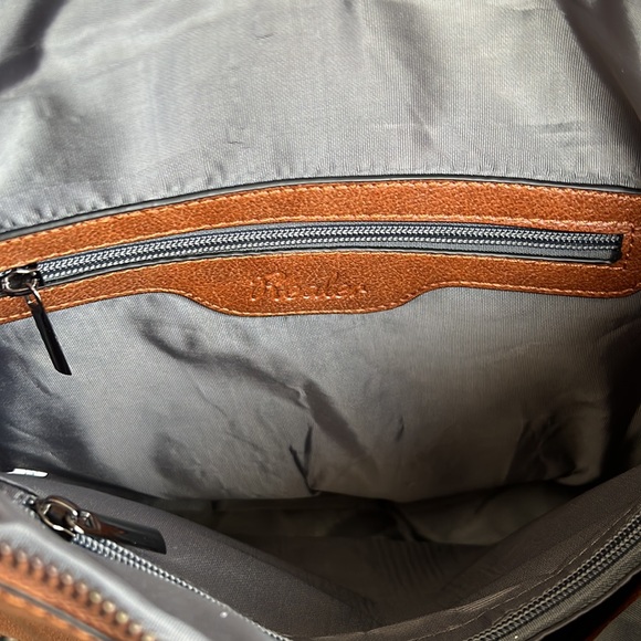 Cognac Leather Hobo Bag with Tassel Detail - Picture 4 of 7